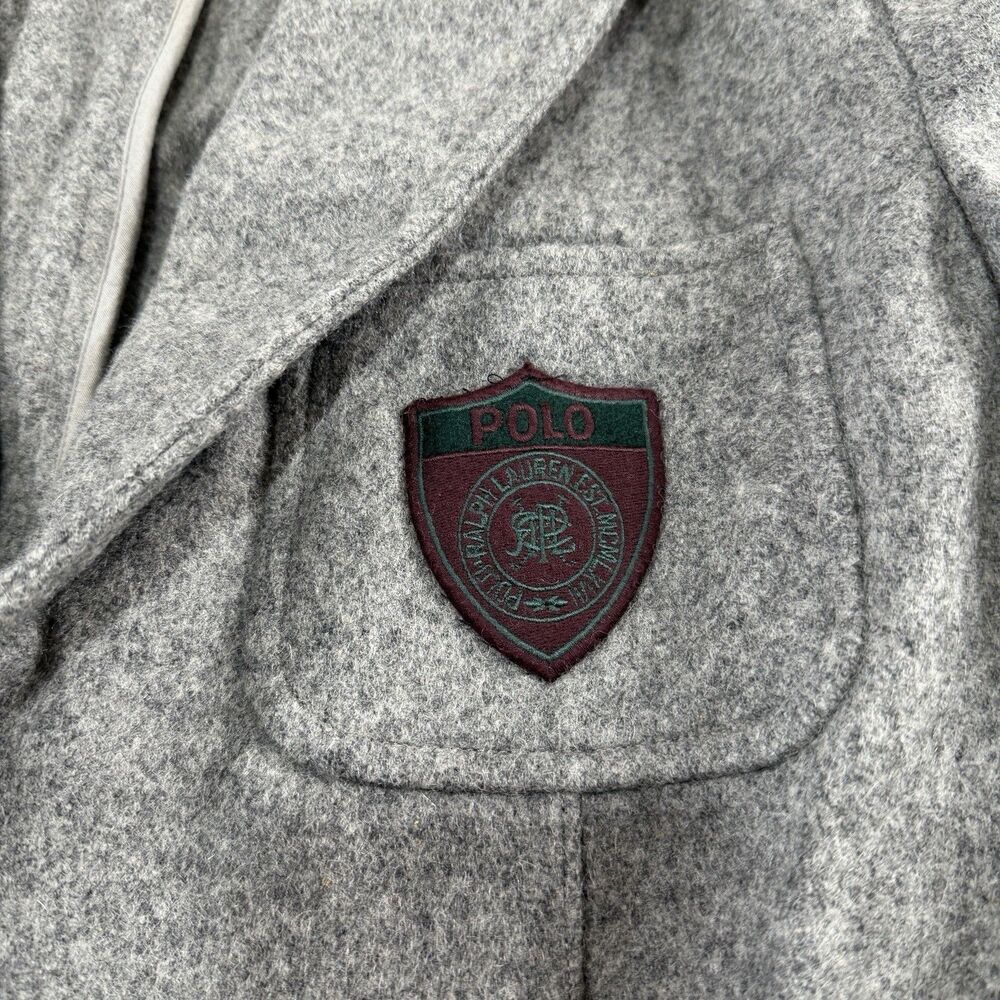 VTG 80s Polo Ralph Lauren Gray Wool Prep Crest Sportcoat Blazer Jacket L USA - Picture 4 of 16
